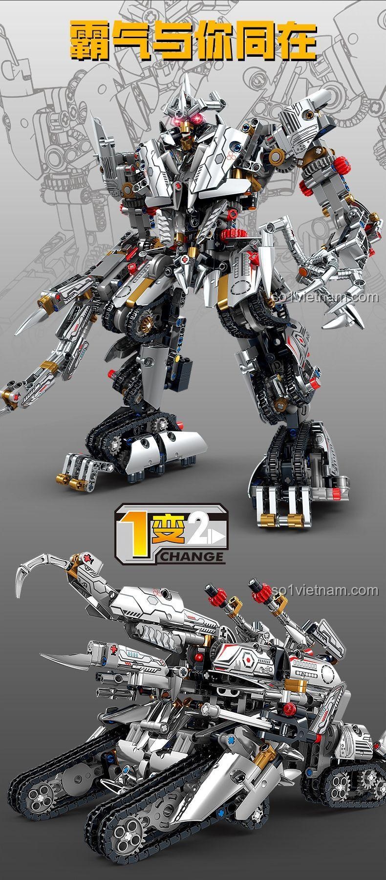 Cơ Giáp Titan GBL KY1100 biến hình từ robot sang xe tăng, đồ chơi xây dựng Robot Biến Hình Titan độc đáo