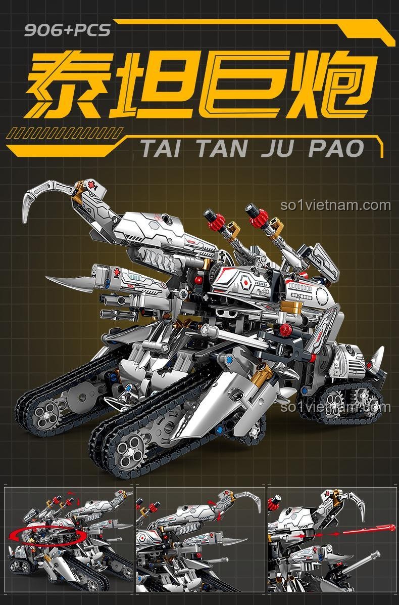 Mô hình Pháo Titan GBL KY1100, bộ xếp hình Xe Tăng Titan biến hình mạnh mẽ