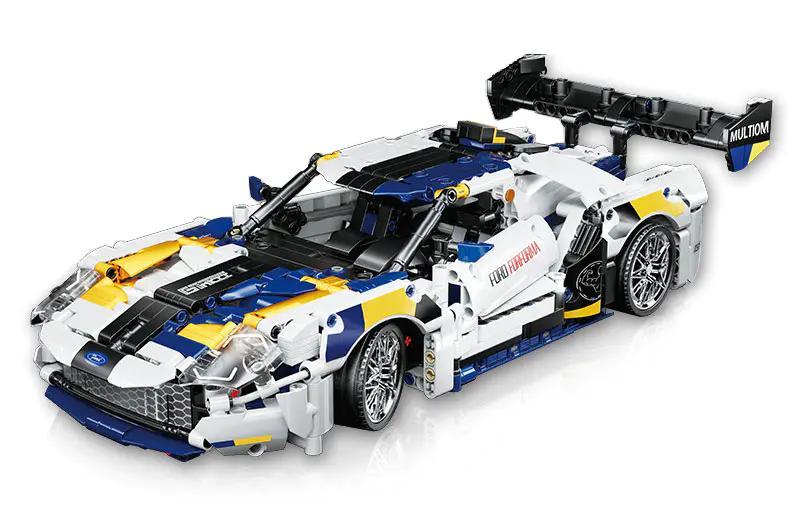 Mô hình xe Ford GT Siêu xe tốc độ màu trắng xanh vàng, tỉ lệ 1:14, 1318 chi tiết, điều khiển từ xa, phù hợp cho bé 8 tuổi