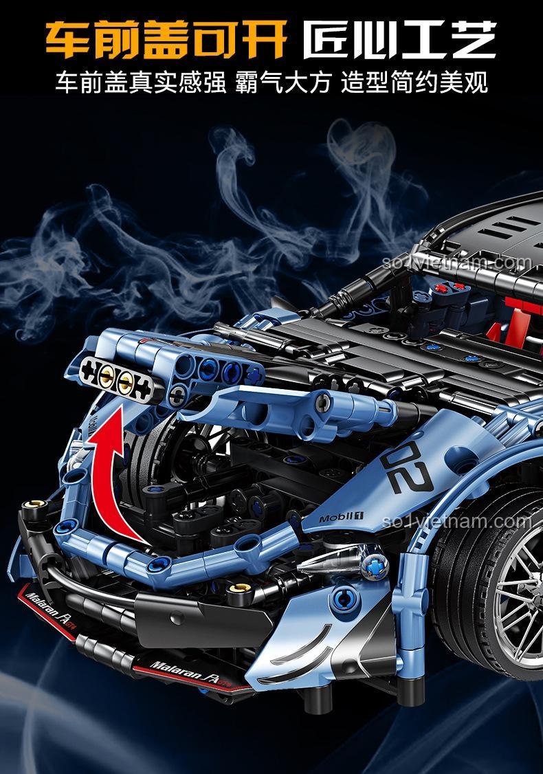 Chi tiết bộ đồ chơi Siêu xe xanh McLaren GBL KY1105, cửa xe dạng cánh bướm