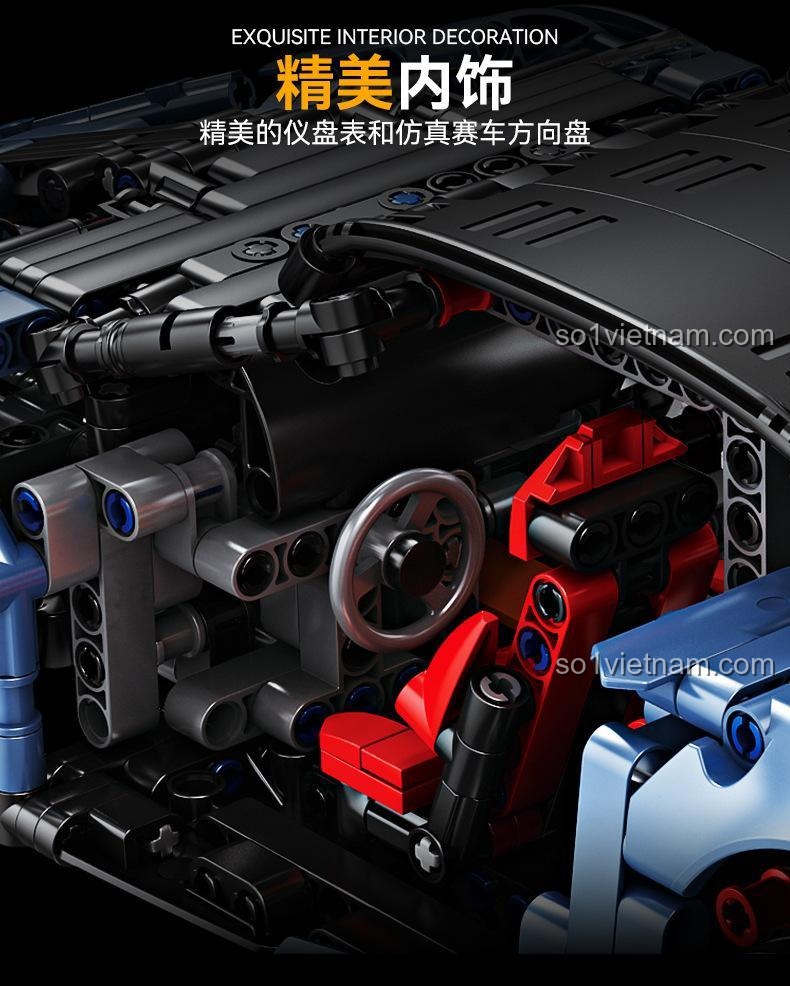 Chi tiết bộ đồ chơi Siêu xe xanh McLaren GBL KY1105, mô phỏng động cơ