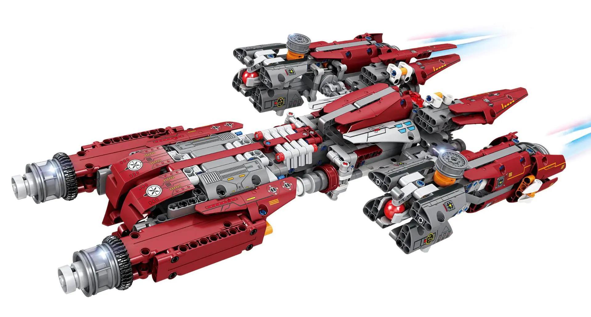 Phi thuyền vũ trụ GBL KY1109, mô hình tàu chiến không gian, đồ chơi lắp ghép Technic, 864 chi tiết, màu đỏ xám, dành cho bé trai 6 tuổi
