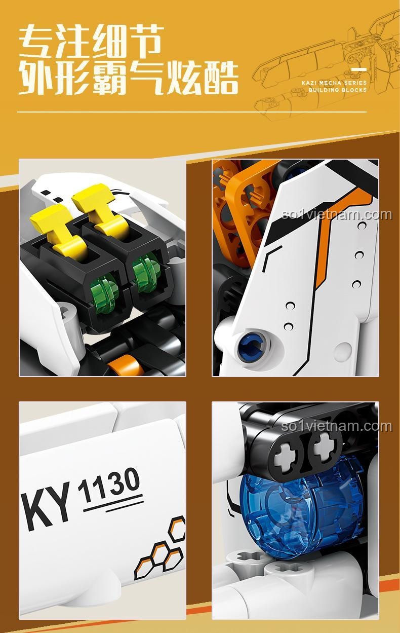 Kích thước hộp sản phẩm Robot Biến Hình Ánh Sáng KY1130 GBL, đồ chơi lắp ráp cho bé trai 8 tuổi, chi tiết tinh xảo, khớp linh hoạt