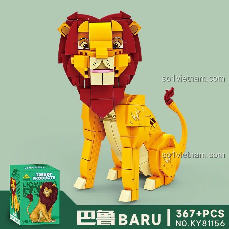 Hộp sản phẩm Mô hình Sư tử Baru GBL KY81156, bộ đồ chơi lắp ghép 367 chi tiết, đồ chơi giáo dục cho bé trai