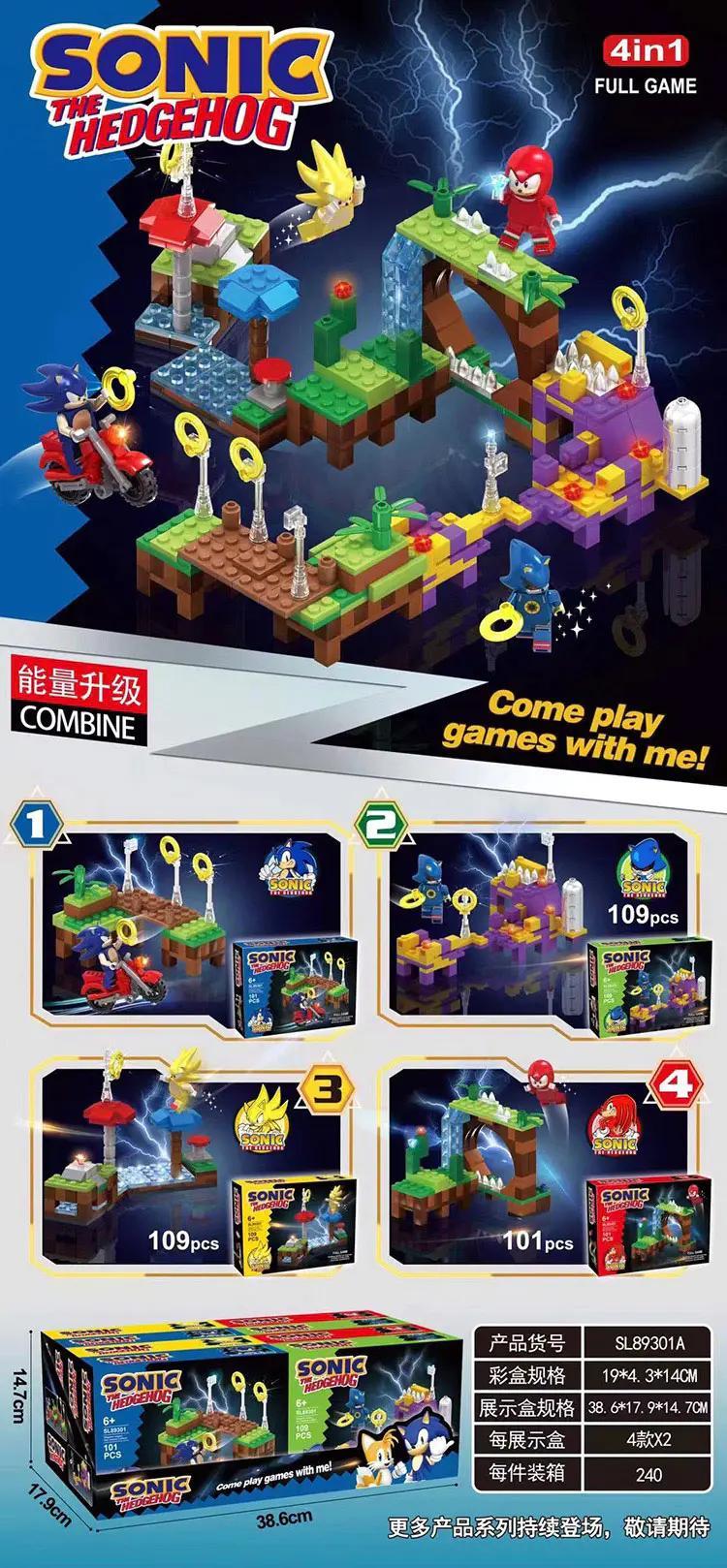 Bộ lắp ghép Sonic the Hedgehog Generic 89301 4 kiểu, đồ chơi lắp ráp Nhím Sonic giá tốt cho bé trai 6 tuổi, khám phá thế giới phiêu lưu.