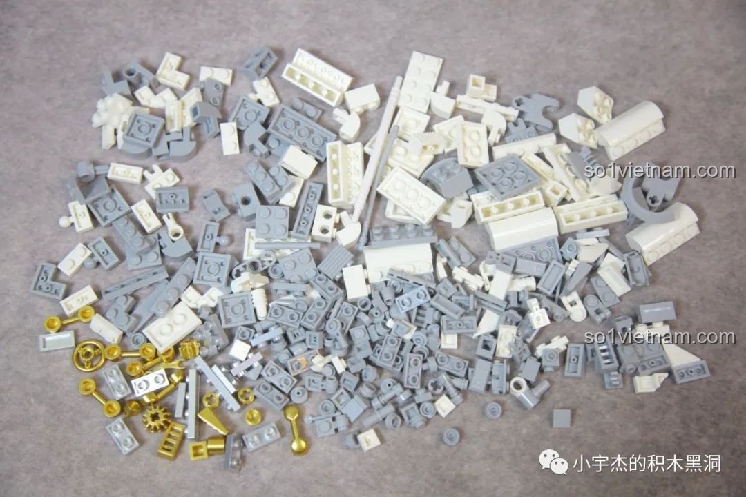 Tổng quan các mảnh ghép của túi số 2 trong bộ GISEGA G8901 Phi Hành Gia Bán Cơ Khí, đa dạng hình dáng.