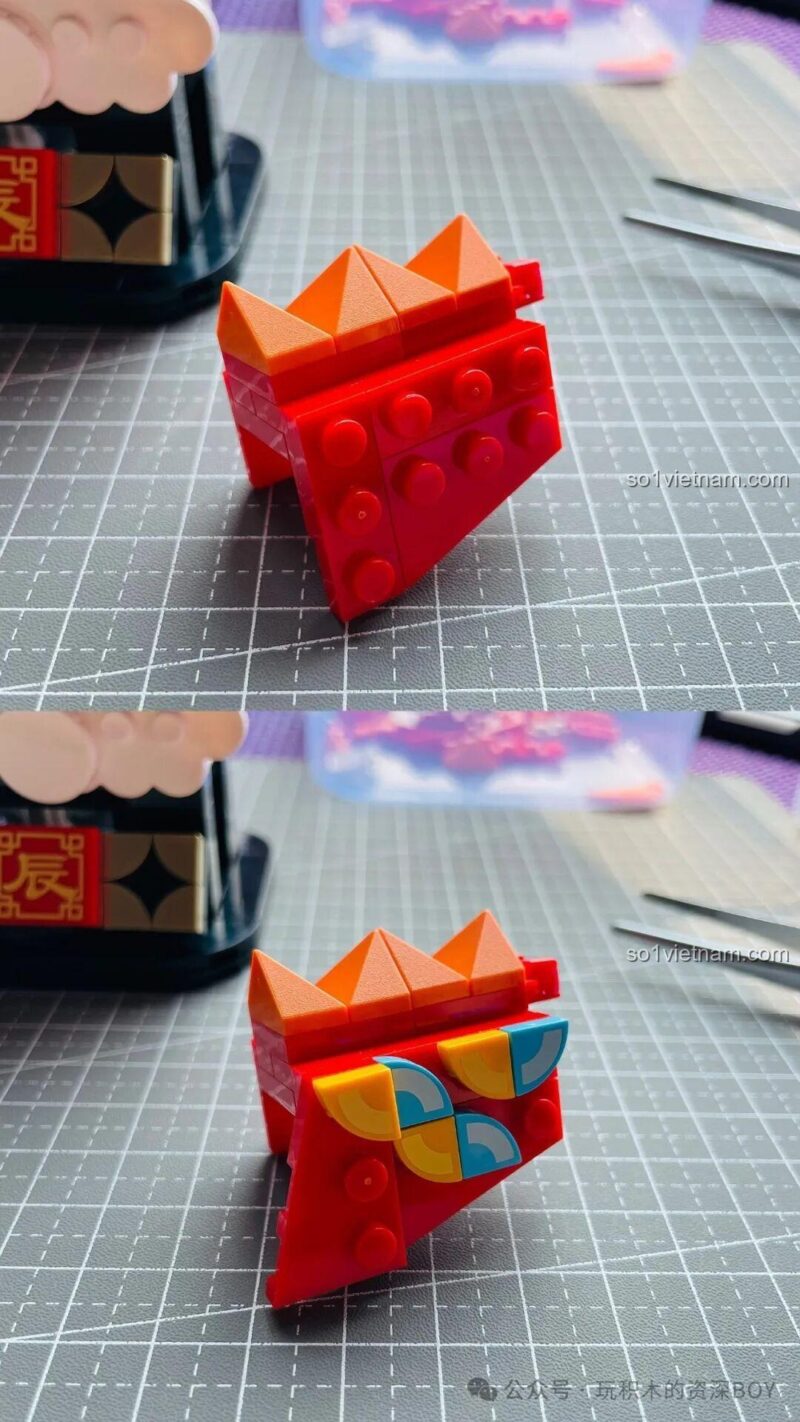 Đế mô hình Rồng Béo Trên Trời Gobricks G2401 với chi tiết mây, tạo cảm giác rồng bay lượn trên trời.
