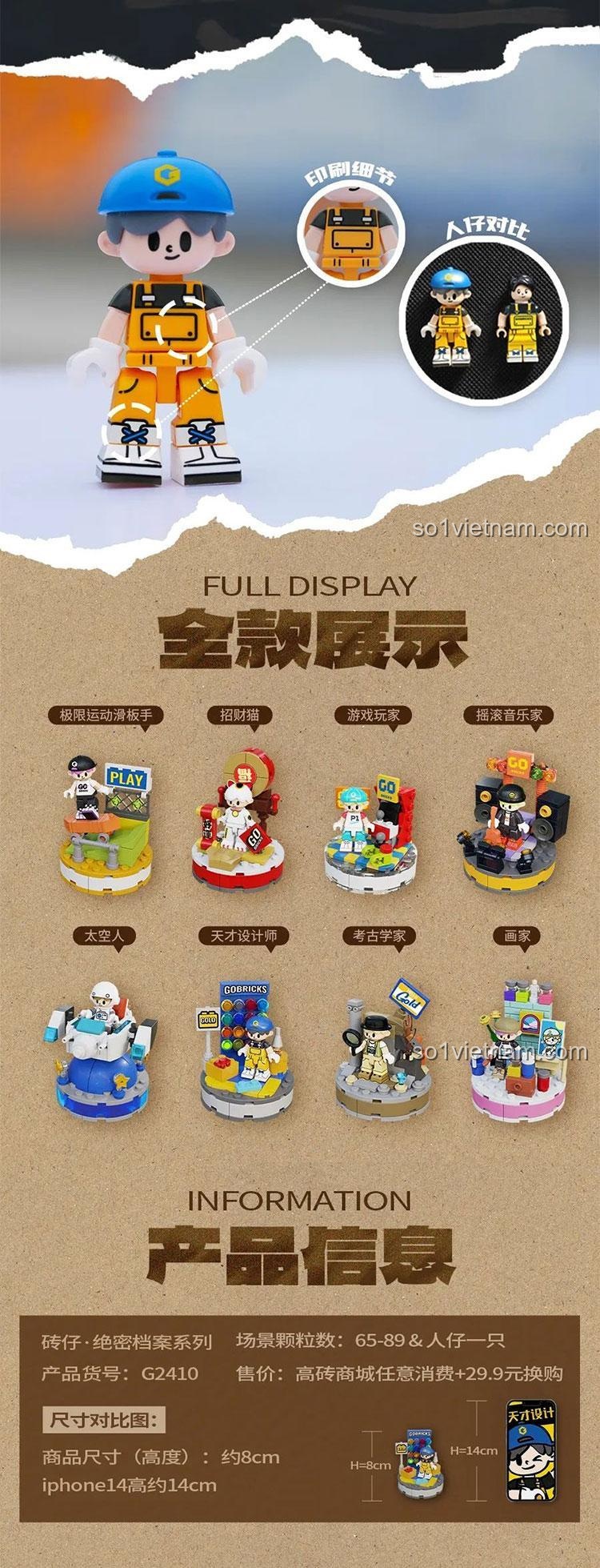 Gobricks G2410 Tuyệt mật Hồ sơ Bộ Nhân vật Blind Box - Nhân vật Thiết kế