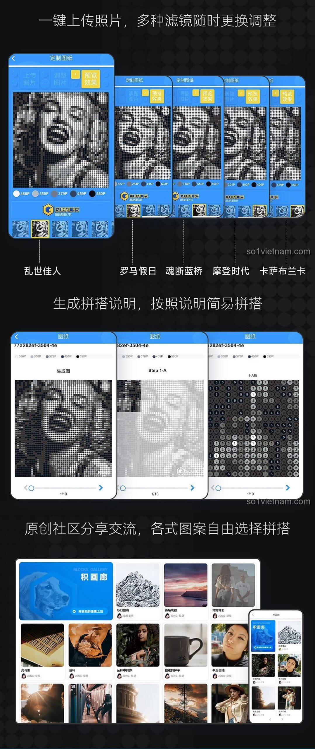Gobricks GP01 Tranh Mosaic Sáng Tạo, ứng dụng với nhiều bộ lọc ảnh, đồ chơi lắp ghép cho thanh niên 14 tuổi, giá tốt