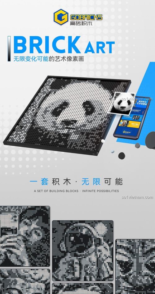 Đồ chơi lắp ghép Tranh Xếp Hình Pixel Art Gobricks GP01, thể hiện khả năng vô hạn, kết nối điện thoại, cho thanh niên 14 tuổi