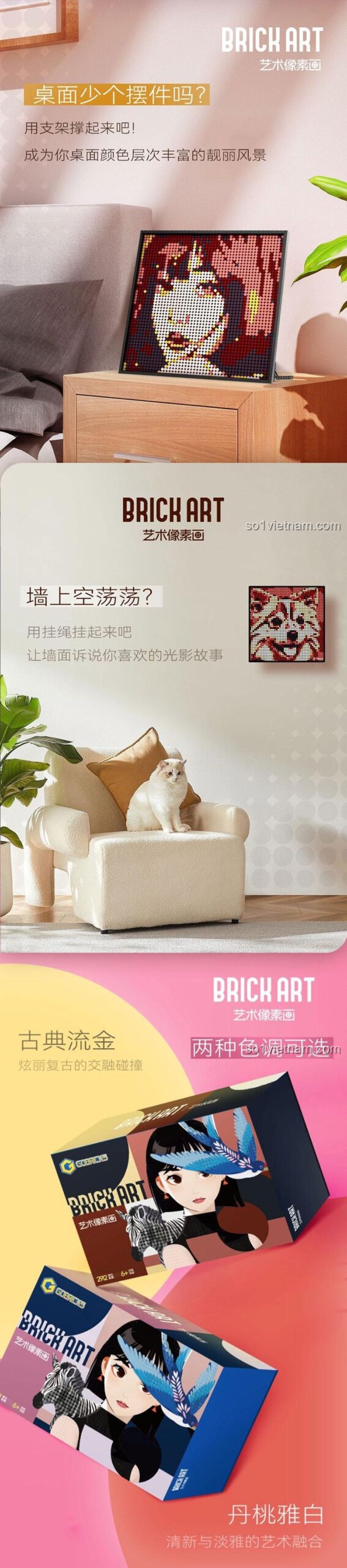 bộ xếp hình GP03 Tranh Ghép Hình Pixel, 2912 chi tiết, rèn luyện kiên nhẫn, đồ chơi giáo dục cho thanh niên 14 tuổi