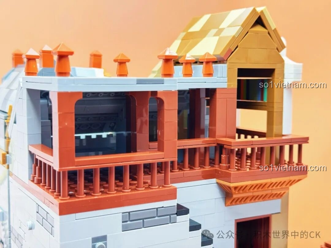 Một góc nhìn khác của nội thất JIESTAR 57016 Thư viện Châu Âu với đèn LED chiếu sáng.