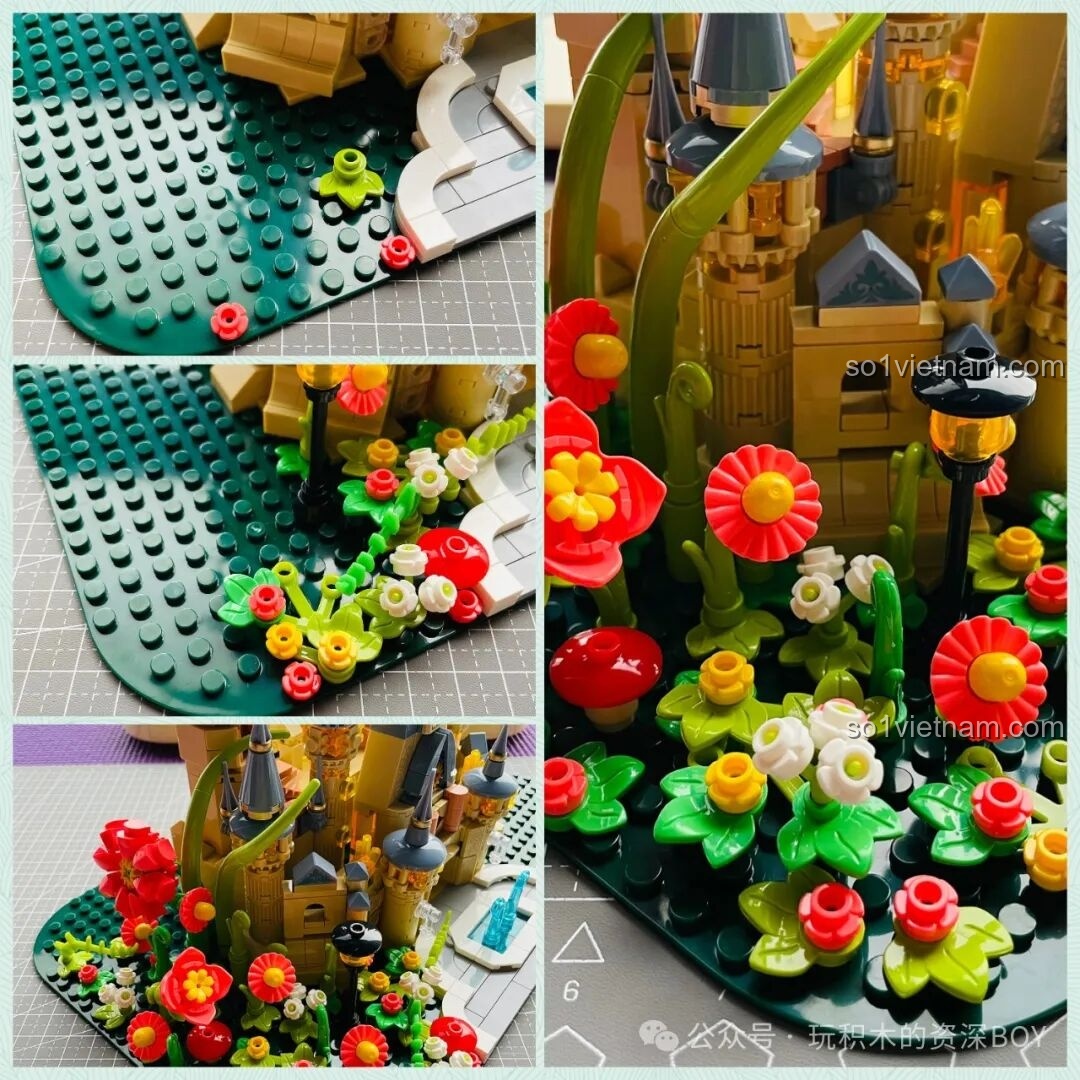 Góc nhìn từ trên cao của Lâu Đài Hoa Rừng Femibox S2238, tổng thể kiến trúc và vườn hoa.