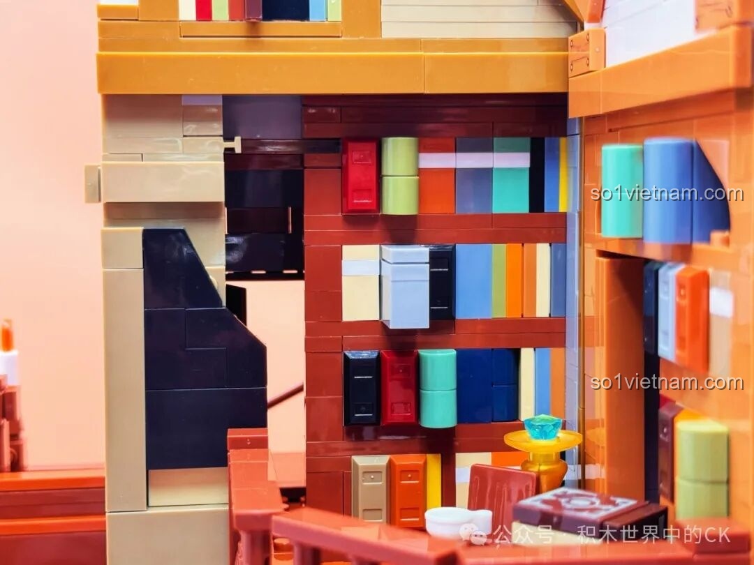 Góc tối tầng ba của JIESTAR 57016 Thư viện Châu Âu, ánh sáng LED tạo điểm nhấn.