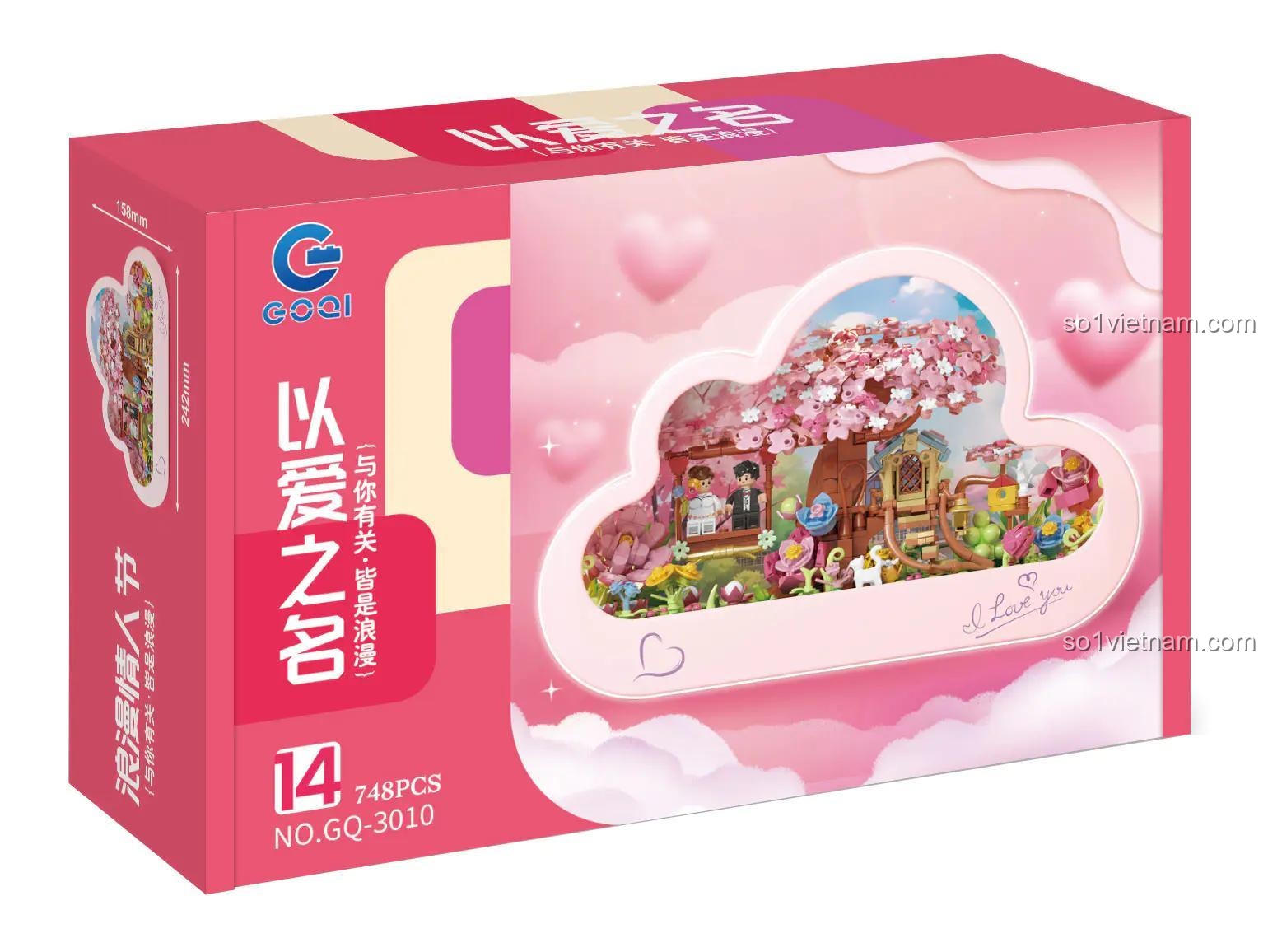 Hộp đồ chơi lắp ghép GOQI GQ-3010 Đèn Gương Đám Mây, mô hình đám mây tình yêu 748 chi tiết, dành cho con gái 14 tuổi, giá rẻ