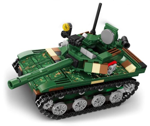 Mô hình xe tăng T-85 GOQI GQ-3036 màu xanh lá, có tháp pháo xoay và pháo nâng hạ, 349 mảnh, đồ chơi giáo dục cho bé trai 6 tuổi