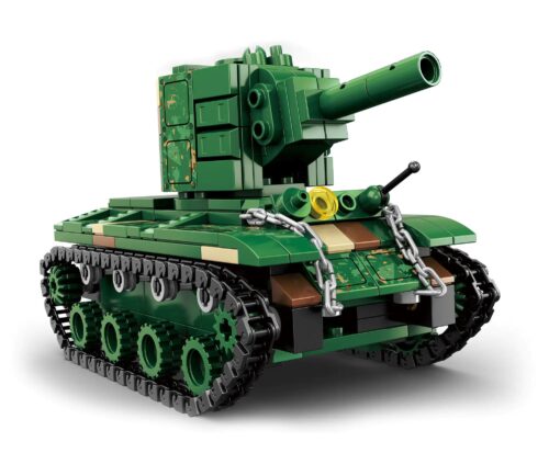 Bộ đồ chơi lắp ghép xe tăng KV-2 GOQI GQ-3037 màu xanh lá, mô hình xe tăng quân sự chân thực, chi tiết cao, bánh xích chuyển động, phù hợp cho bé trai 6 tuổi, giá tốt