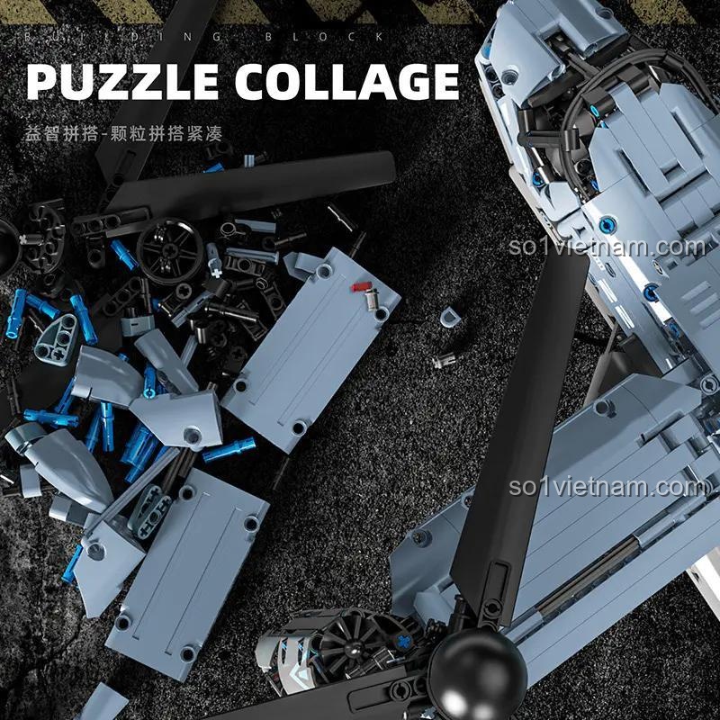 Cận cảnh các chi tiết technic của bộ lắp ghép Máy bay vận tải V-22 Osprey GQ3060. Các mảnh ghép chất lượng cao, lắp ráp chặt chẽ, phù hợp cho bé trai 6 tuổi.