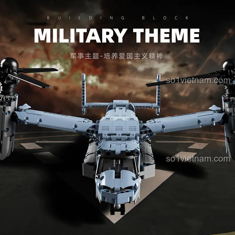 Mô hình V-22 Osprey GOQI GQ-3060 thuộc chủ đề quân sự, một bộ đồ chơi xây dựng giúp trau dồi kỹ năng và lòng yêu nước cho con trai.