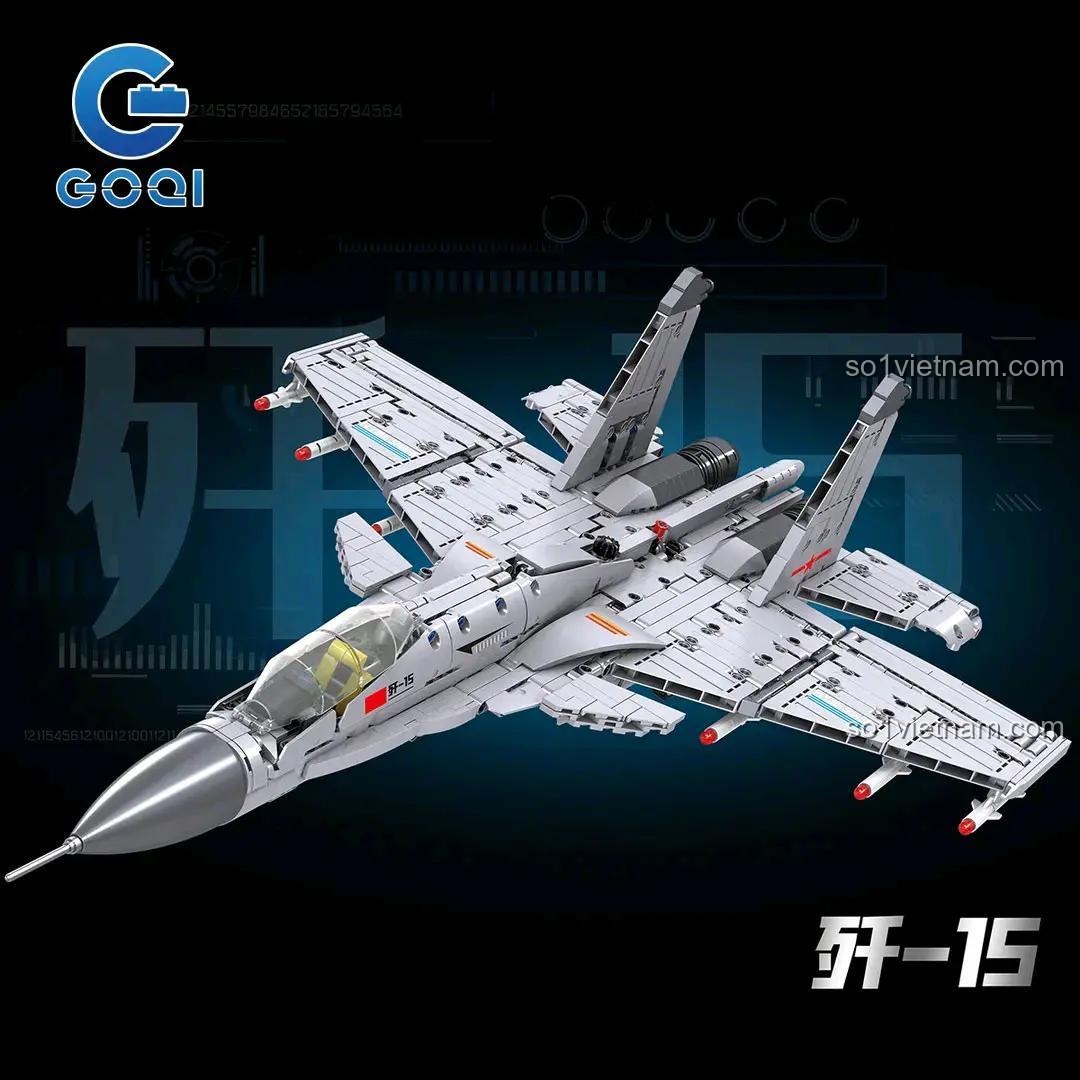 Mô hình máy bay chiến đấu J-15 GOQI GQ-3608 hoàn chỉnh, đồ chơi mô hình Tiêm kích J-15 cho bé trai, chất lượng cao