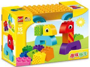 Bộ đồ chơi GOROCK 1020 Xe kéo vui nhộn, 15 mảnh ghép lớn, an toàn cho bé 3 tuổi, tương thích LEGO® Duplo®, đồ chơi giáo dục phát triển trí tuệ