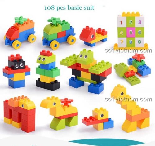 Bộ đồ chơi GOROCK 9090 lắp ghép cơ bản 108 chi tiết mô hình động vật