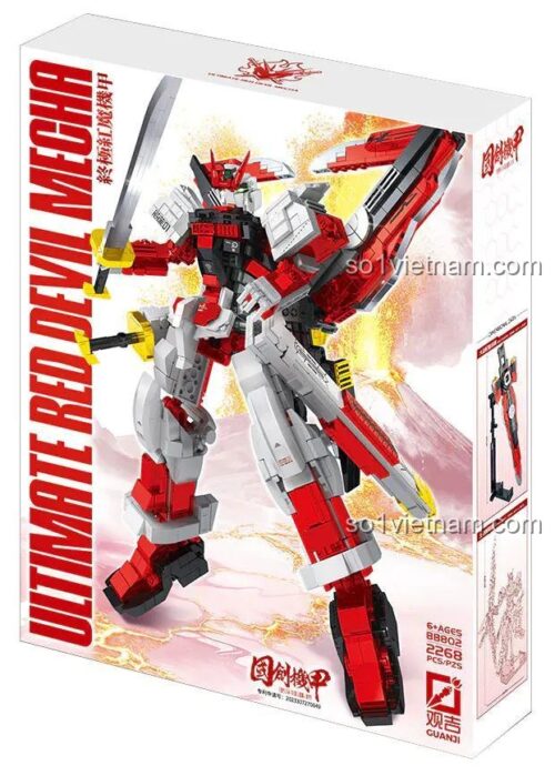 bộ đồ chơi Robot Quỷ Đỏ, đồ chơi lắp ghép Mô hình Gundam Quỷ Đỏ, hộp sản phẩm Guanji BB802, cho bé trai 6 tuổi, giá rẻ