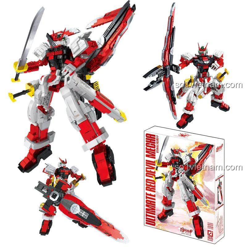 Cơ Giáp Quỷ Đỏ Tối Thượng Guanji, Mô hình Cơ Giáp Quỷ Đỏ BB802, mô hình mecha với 3 dạng vũ khí biến hình, cho bé trai 6 tuổi, giá trị cao