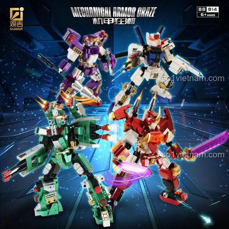 Đồ chơi mô hình Guanji BB814 Cơn Sốt Giáp Máy, 4 robot chiến đấu đa khớp nối linh hoạt, có đế trưng bày, cho bé trai 6 tuổi, siêu tiết kiệm.