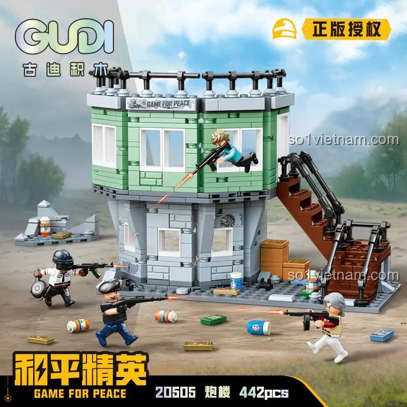 Bộ lắp ghép Pháo đài Game For Peace 20505 của GUDI, mô hình lắp ráp chi tiết, đồ chơi xây dựng cho bé trai 8 tuổi, 442 chi tiết, tương thích LEGO®