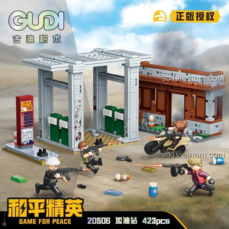 Mô hình lắp ráp GUDI 20506 Trạm Xăng Game For Peace