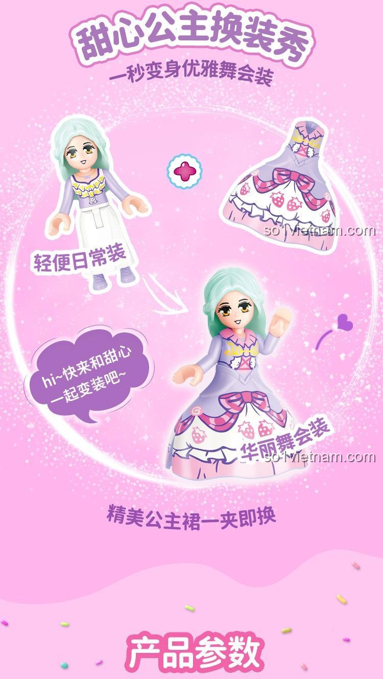 Mô tả hộp sản phẩm GUDI 30005 Bộ Lắp Ghép Công chúa Kẹo Ngọt