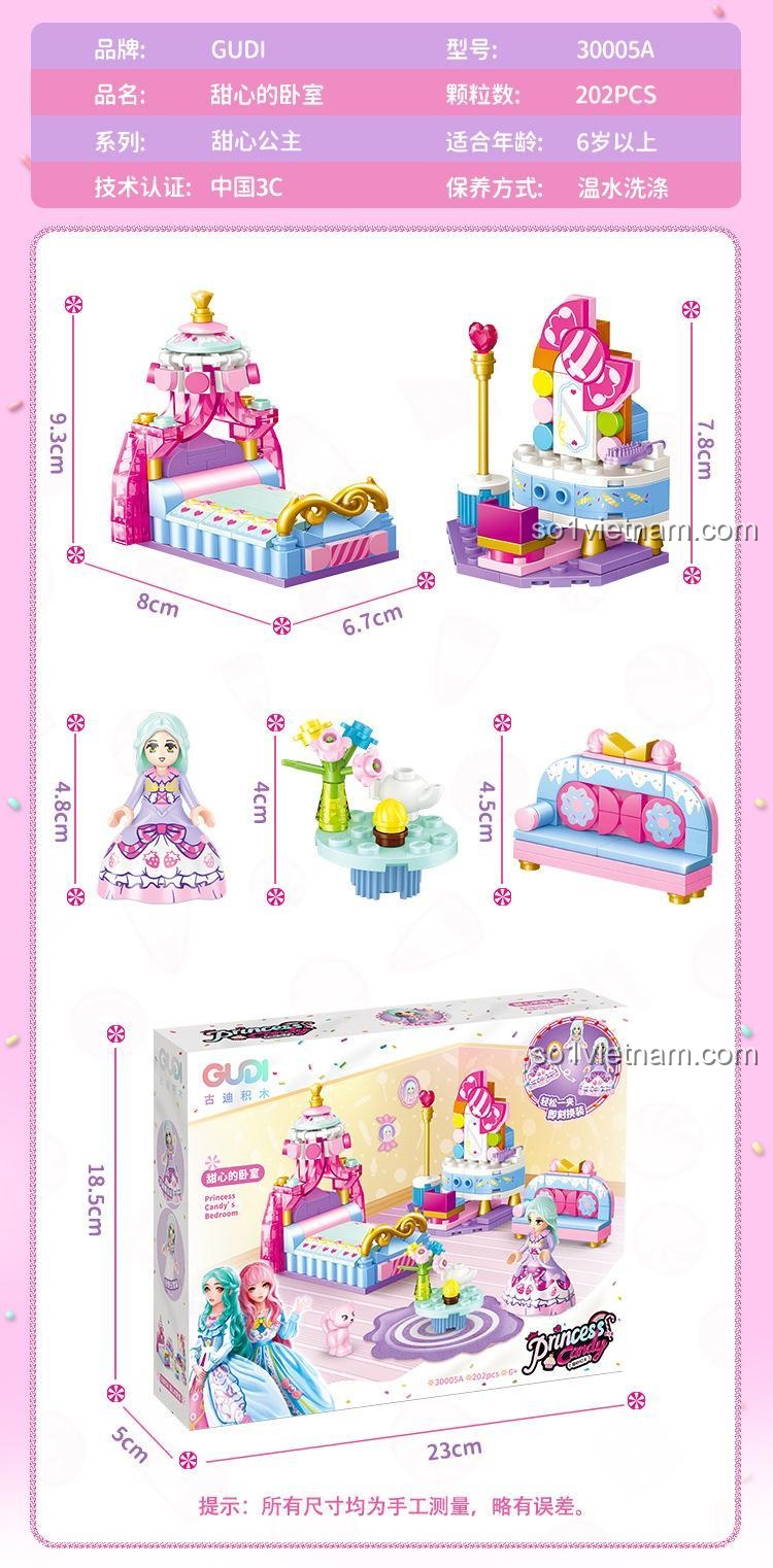 Kích thước mô hình bộ lắp ghép GUDI 30005A