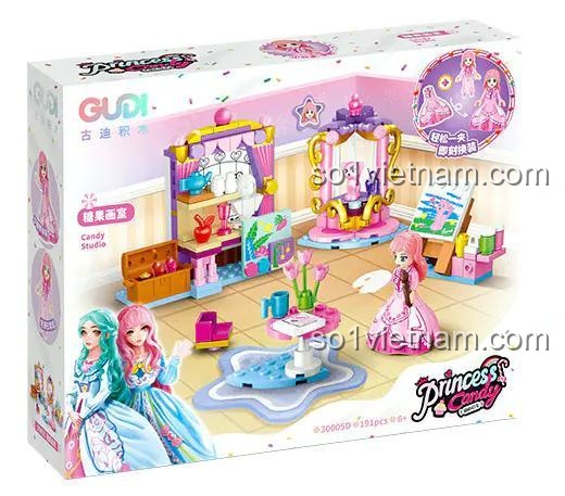 Búp bê và tủ quần áo trong bộ lắp ghép GUDI 30005B