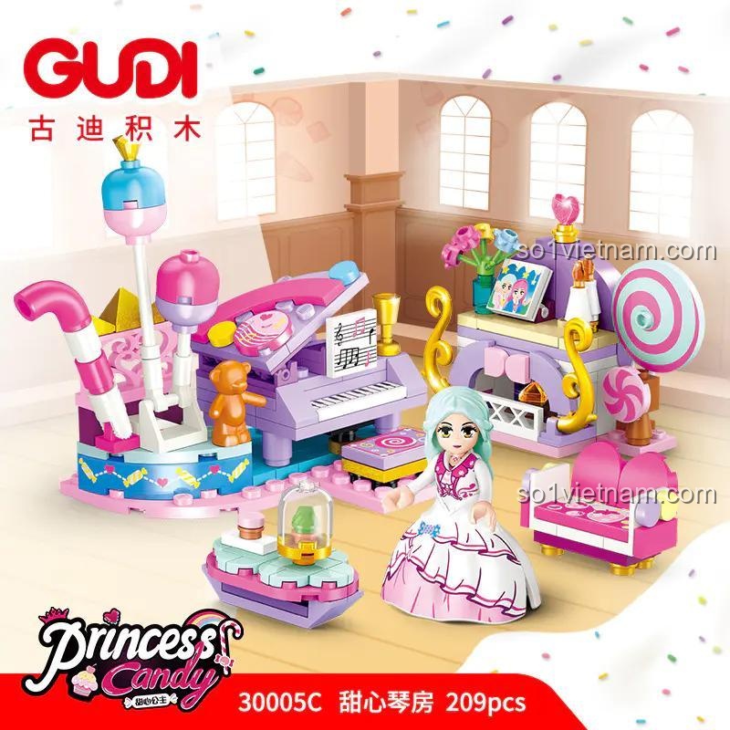 Bộ lắp ghép GUDI 30005C Thiên Tâm Cầm Phòng Công Chúa
