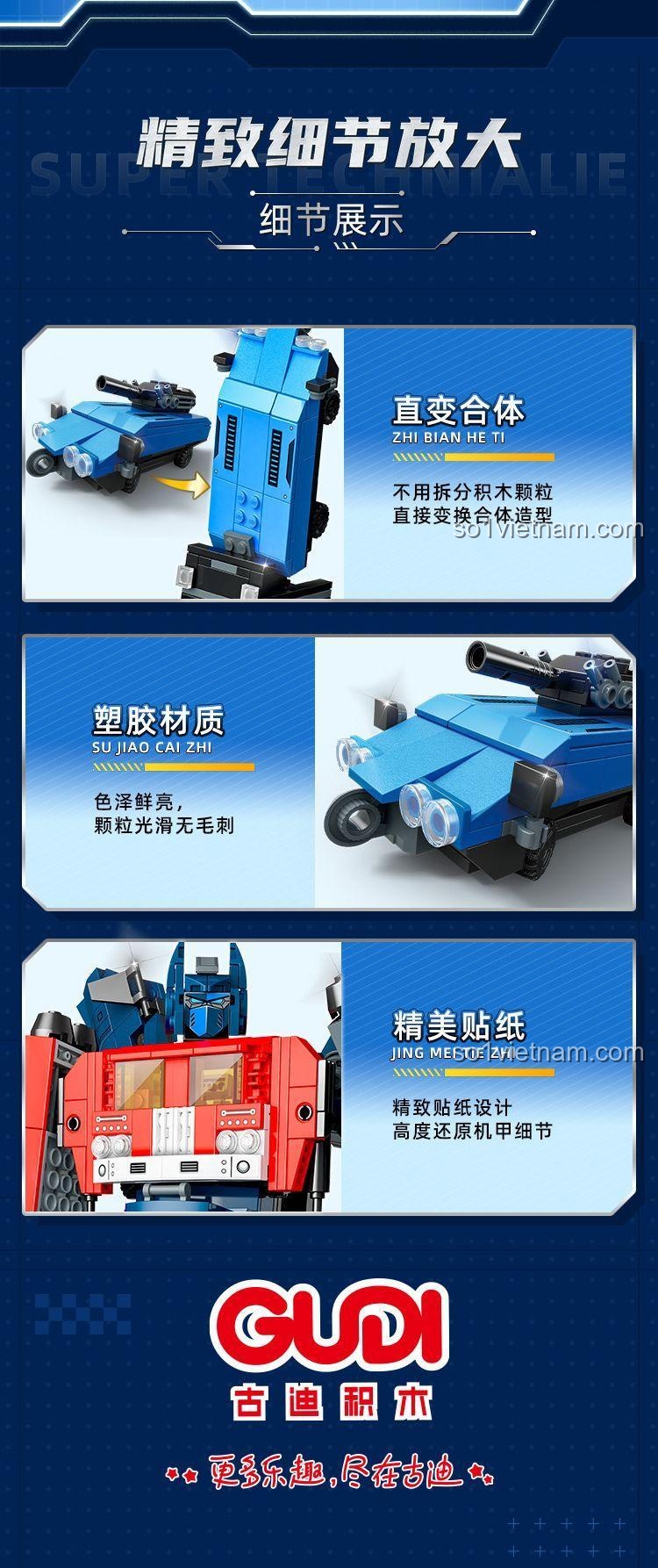 Kích thước mô hình robot GUDI 40207