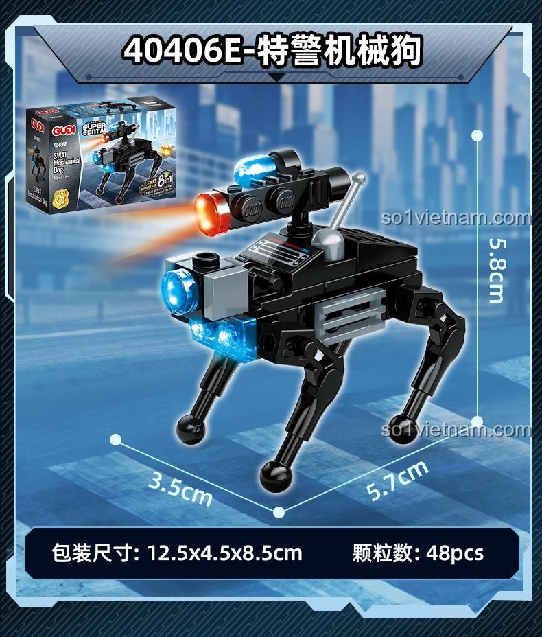 GUDI 40406 Bộ đồ chơi xe bọc thép chống bạo động 8 trong 1, mô hình xe cảnh sát, SWAT, robot, trực thăng, xe máy, xe vận tải, xe tuần tra, xe chơi game, đồ chơi lắp ghép cho bé trai 6 tuổi, chất lượng tốt