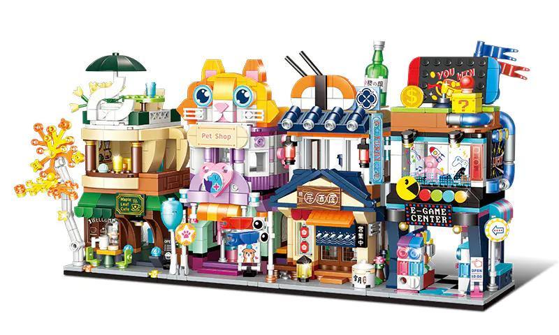 Toàn cảnh phố mộng mơ GUDI Fantasy Street bao gồm bộ lắp ghép Quán Rượu Izakaya Thanh Xuyên 51012C, đồ chơi xây dựng Cửa hàng phong cách Nhật Bản cho trẻ 6 tuổi, giá bình dân.