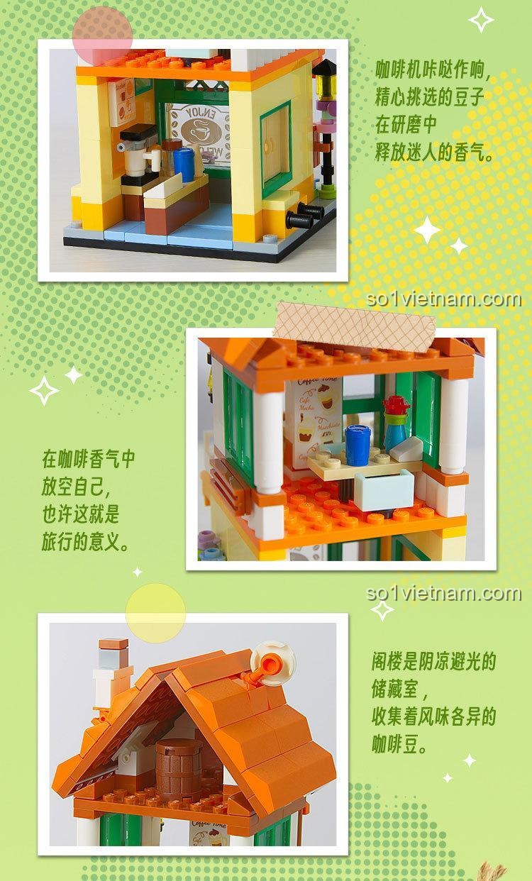 Đồ chơi xây dựng Khách sạn GUDI 51013, nội thất Quán cà phê 51013B, rèn luyện khéo léo cho bé gái 6 tuổi.