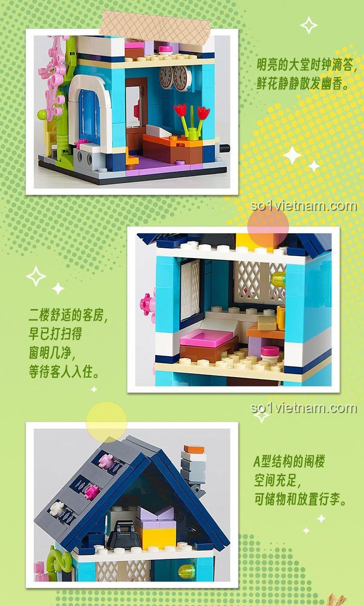 Set đồ chơi Phố kiến trúc GUDI 51013, nội thất Khách sạn 51013D, kích thích trí tưởng tượng cho bé gái 6 tuổi.