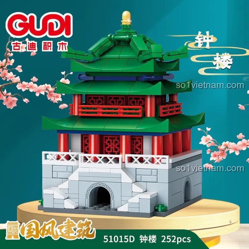 Mô hình Sơn Hải Quan bộ lắp ghép Kiến trúc Quốc Phong 4 mẫu 古迪GUDI/新乐新 51015