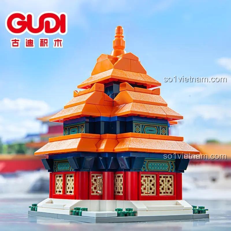 Mô hình Tháp Đồng Hồ bộ lắp ghép Kiến trúc Quốc Phong 4 mẫu 古迪GUDI/新乐新 51015
