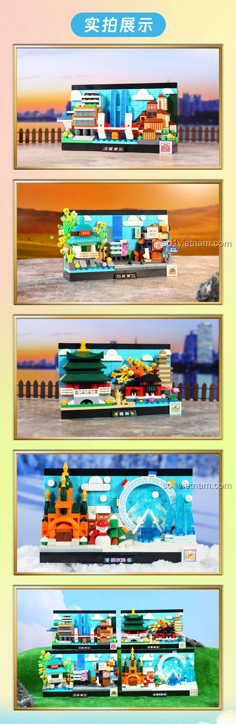 Kích thước Mô hình Bưu thiếp Thành phố Trường Sa GUDI 51016B và hộp đựng, đồ chơi xây dựng giá rẻ cho bé 6 tuổi