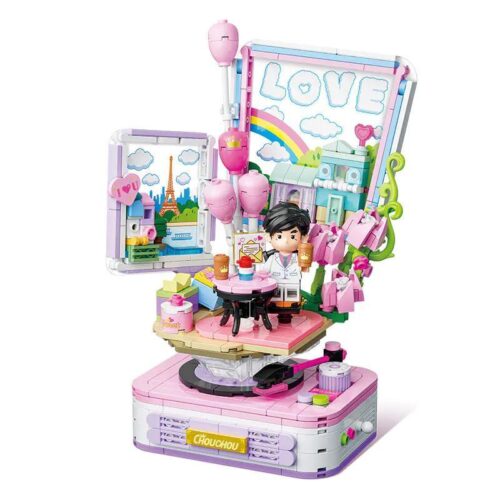 Mô hình Chouchou Lời tỏ tình lãng mạn GUDI 52101, bộ lắp ghép tình yêu ngọt ngào cho bé gái 10 tuổi, có đèn LED và hộp nhạc xoay, giá tốt