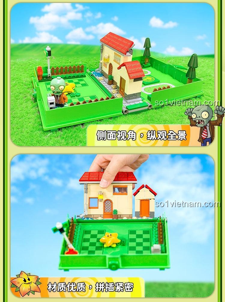 Sản phẩm thực tế GUDI 60028 Sách Xếp Hình Plants vs. Zombies, bộ đồ chơi Thế Giới Plants vs. Zombies, chất lượng cao, thiết kế khéo léo.