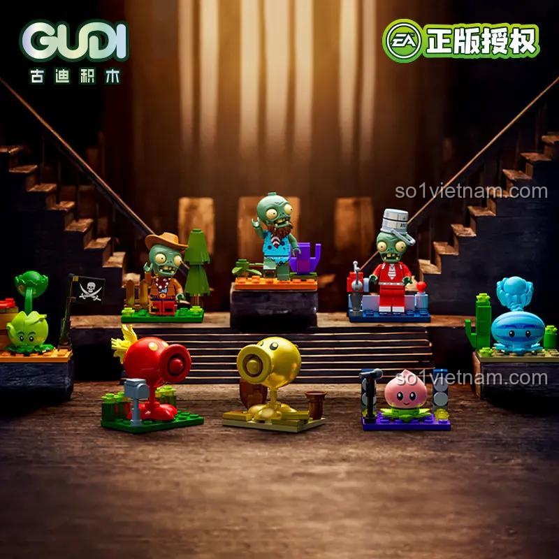 Mô hình Plants vs Zombies trên bàn từ bộ 60030 của GUDI, đồ chơi lắp ráp Plants vs Zombies, nhân vật Plants vs Zombies, phù hợp cho bé 8 tuổi