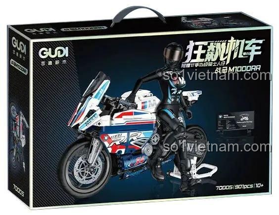 Hộp đựng bộ lắp ghép xe mô tô đua BMW M1000RR GUDI 70005, hình ảnh sản phẩm, thông số kỹ thuật, 901 mảnh ghép, độ tuổi 10+
