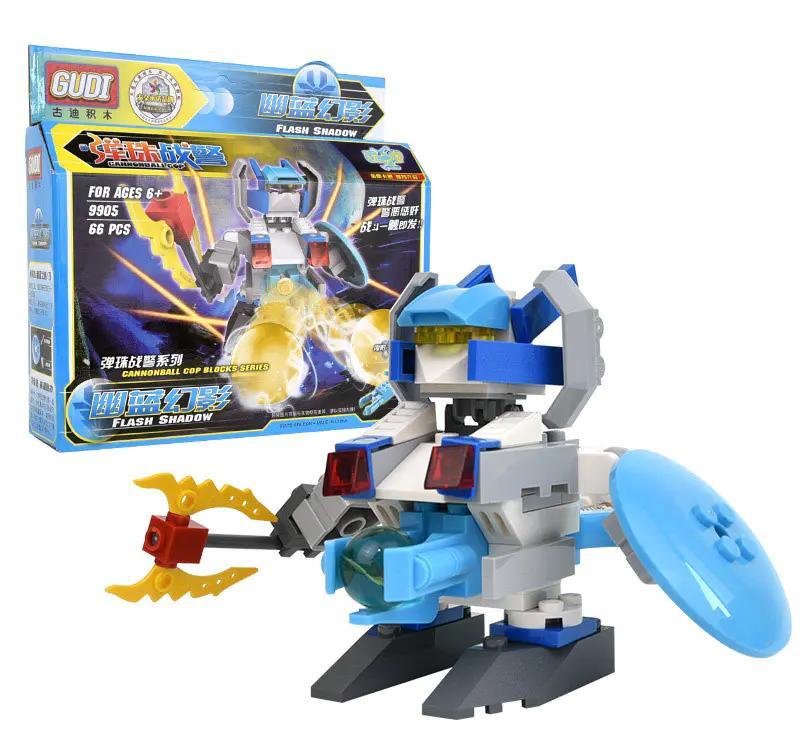 Bộ đồ chơi Gudi 9905 Robot chiến đấu U Linh Xanh bắn đạn nhựa cho bé trai 6 tuổi