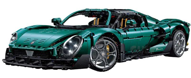 Mô hình siêu xe Alfa Romeo màu xanh lá, tỉ lệ 1:8, bộ lắp ghép 古励GULY 10621, 4208 chi tiết, đồ chơi giáo dục cho bé trai 8 tuổi