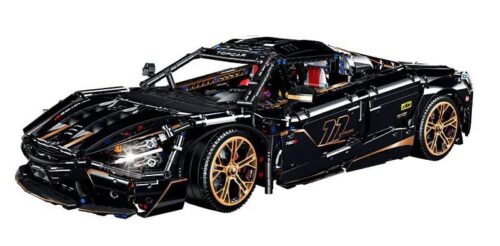 Mô hình xe đua McLaren 720S màu đen vàng tỉ lệ 1:8 của hãng 古励GULY, mã số 10625, 3658 chi tiết, có cửa mở cắt kéo, có thể nâng cấp động cơ RC, phù hợp cho bé trai 8 tuổi, giá tốt, chất lượng cao, đồ chơi giáo dục STEM